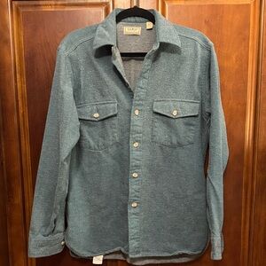 Vintage L.L.Bean Timberline Shirt Green Blue 100% cotton Medium.